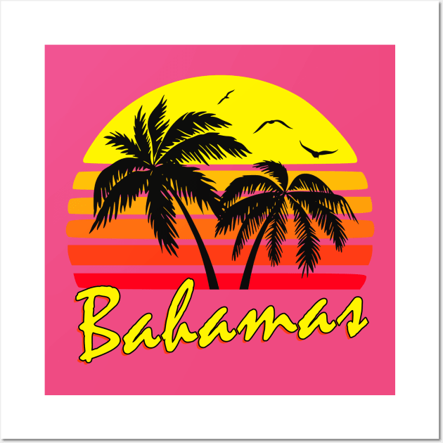 Bahamas Retro Sunset Wall Art by Nerd_art